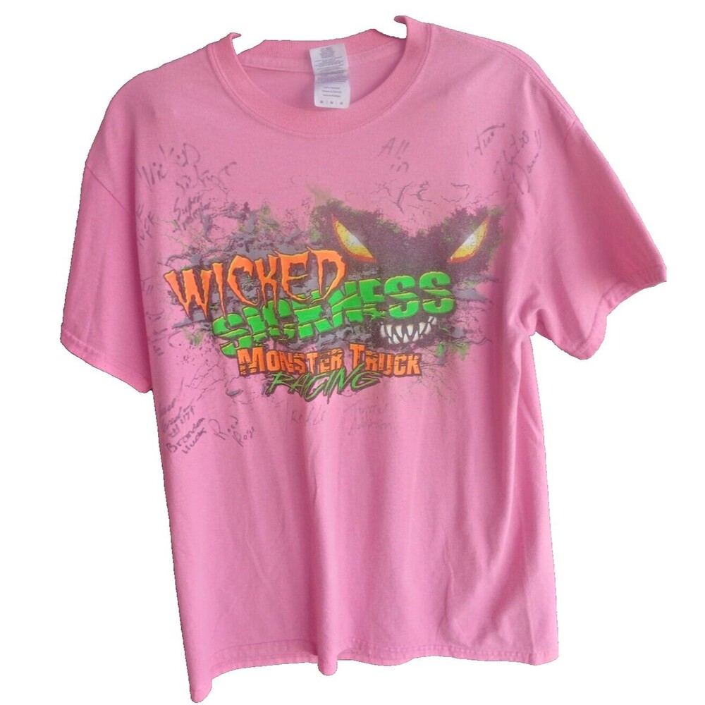 Monster Truck Wicked Sickness Pink Womens T Shirt Vintage Size Large Vintage 90s
